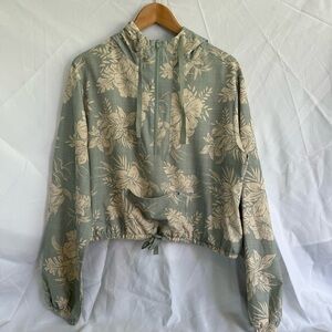 Hurley Hawaiian Floral Hooded Cropped Windbreaker Jacket